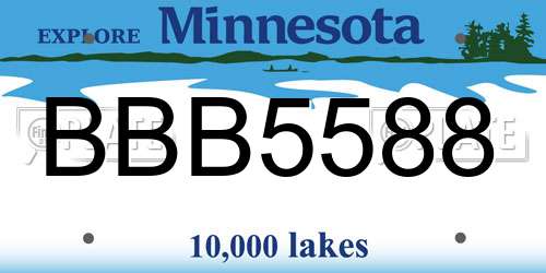 BBB5588 Minnesota License Plate