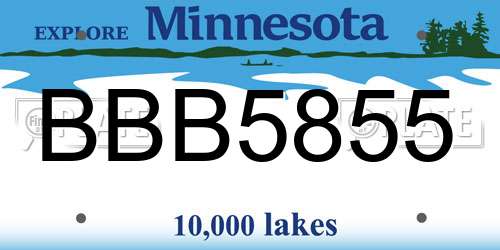 BBB5855 Minnesota License Plate