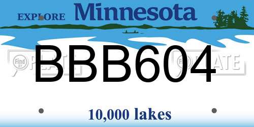 BBB604 Minnesota License Plate