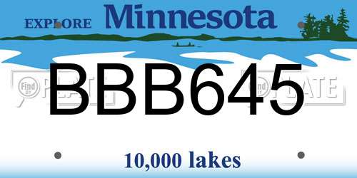 BBB645 Minnesota License Plate