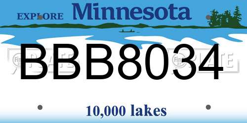 BBB8034 Minnesota License Plate