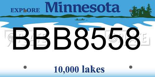 BBB8558 Minnesota License Plate