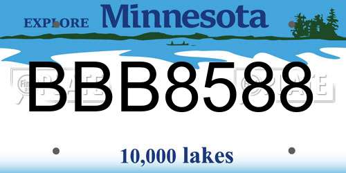 BBB8588 Minnesota License Plate