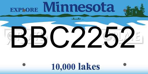 BBC2252 Minnesota License Plate