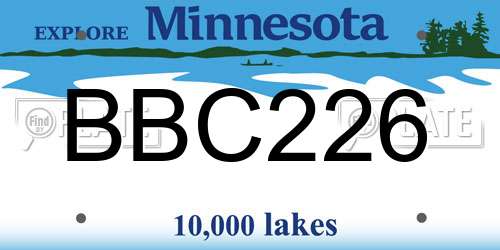 BBC226 Minnesota License Plate