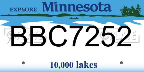 BBC7252 Minnesota License Plate
