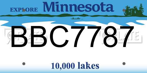 BBC7787 Minnesota License Plate