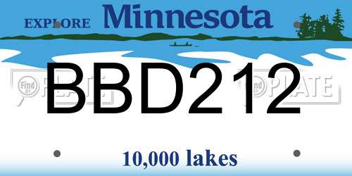 BBD212 Minnesota License Plate