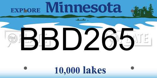 BBD265 Minnesota License Plate