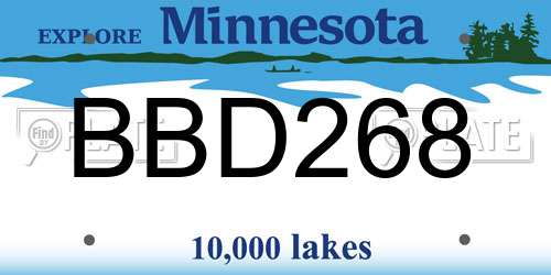 BBD268 Minnesota License Plate