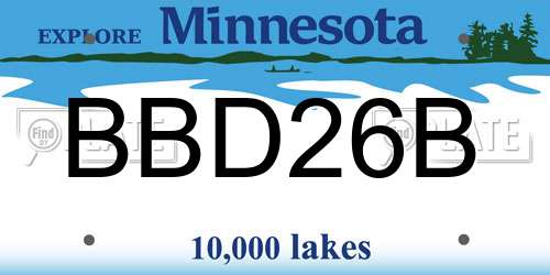 BBD26B Minnesota License Plate
