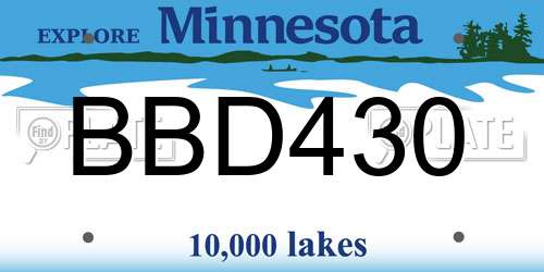 BBD430 Minnesota License Plate