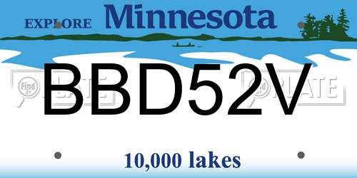 BBD52V Minnesota License Plate