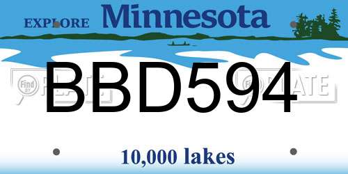 BBD594 Minnesota License Plate