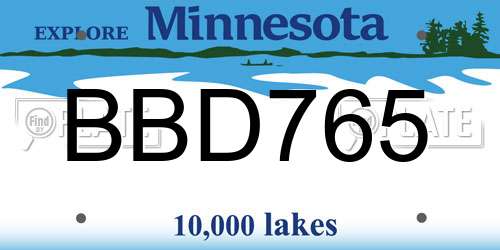 BBD765 Minnesota License Plate