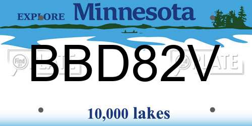 BBD82V Minnesota License Plate