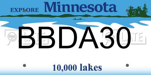 BBDA30 Minnesota License Plate