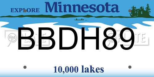 BBDH89 Minnesota License Plate