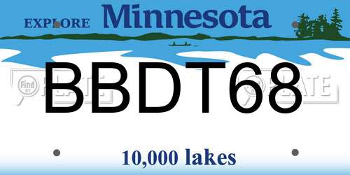 BBDT68 Minnesota License Plate