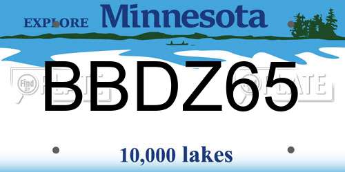 BBDZ65 Minnesota License Plate