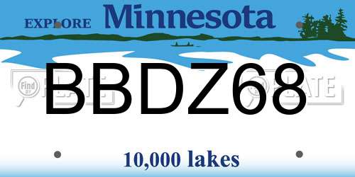 BBDZ68 Minnesota License Plate