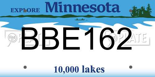 BBE162 Minnesota License Plate