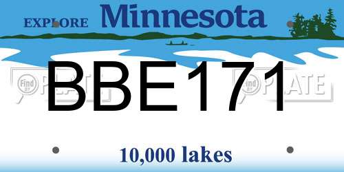BBE171 Minnesota License Plate