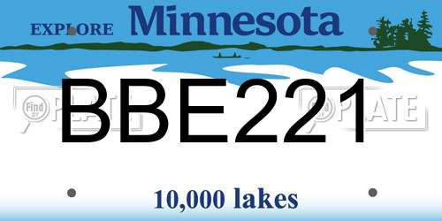 BBE221 Minnesota License Plate