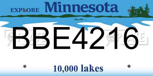 BBE4216 Minnesota License Plate