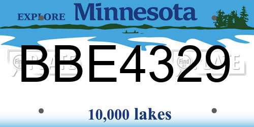 BBE4329 Minnesota License Plate
