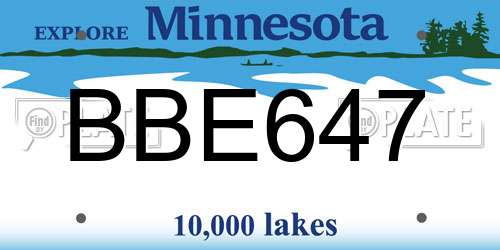 BBE647 Minnesota License Plate
