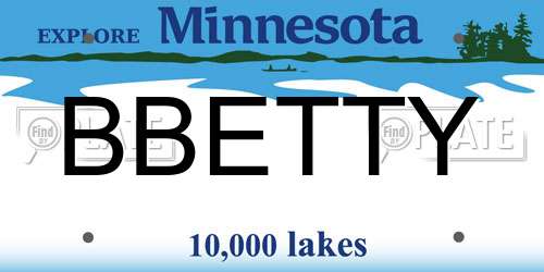 BBETTY Minnesota License Plate