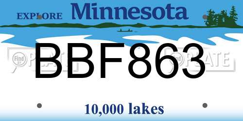 BBF863 Minnesota License Plate