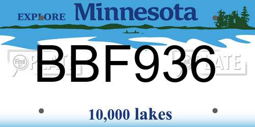 BBF936 Minnesota License Plate