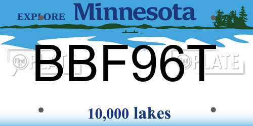 BBF96T Minnesota License Plate