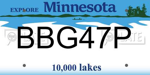 BBG47P Minnesota License Plate