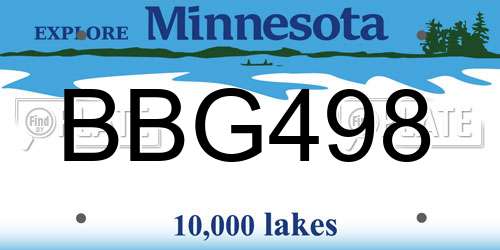 BBG498 Minnesota License Plate