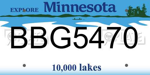 BBG5470 Minnesota License Plate
