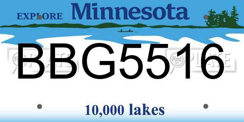 BBG5516 Minnesota License Plate