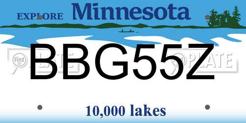 BBG55Z Minnesota License Plate