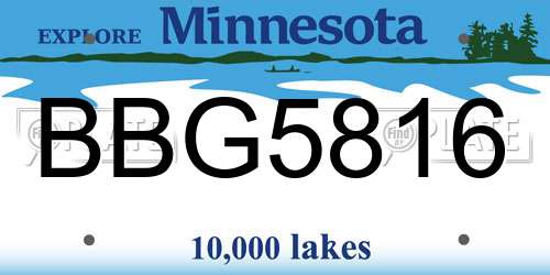 BBG5816 Minnesota License Plate