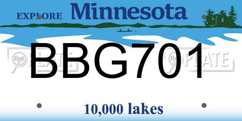 BBG701 Minnesota License Plate