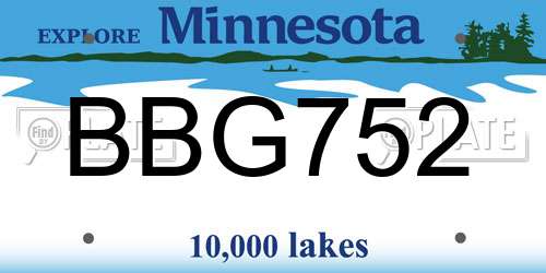 BBG752 Minnesota License Plate