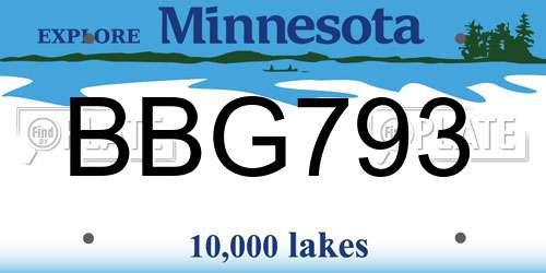BBG793 Minnesota License Plate