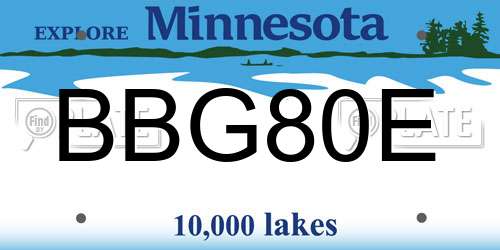 BBG80E Minnesota License Plate