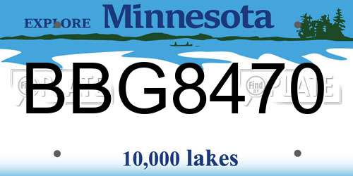 BBG8470 Minnesota License Plate