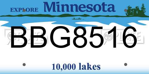 BBG8516 Minnesota License Plate