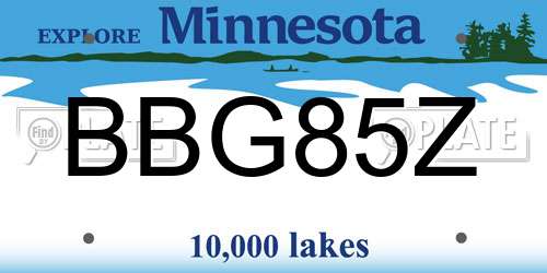 BBG85Z Minnesota License Plate