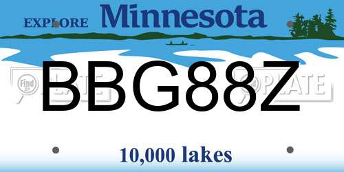 BBG88Z Minnesota License Plate