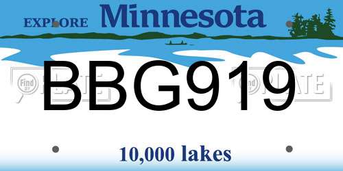 BBG919 Minnesota License Plate